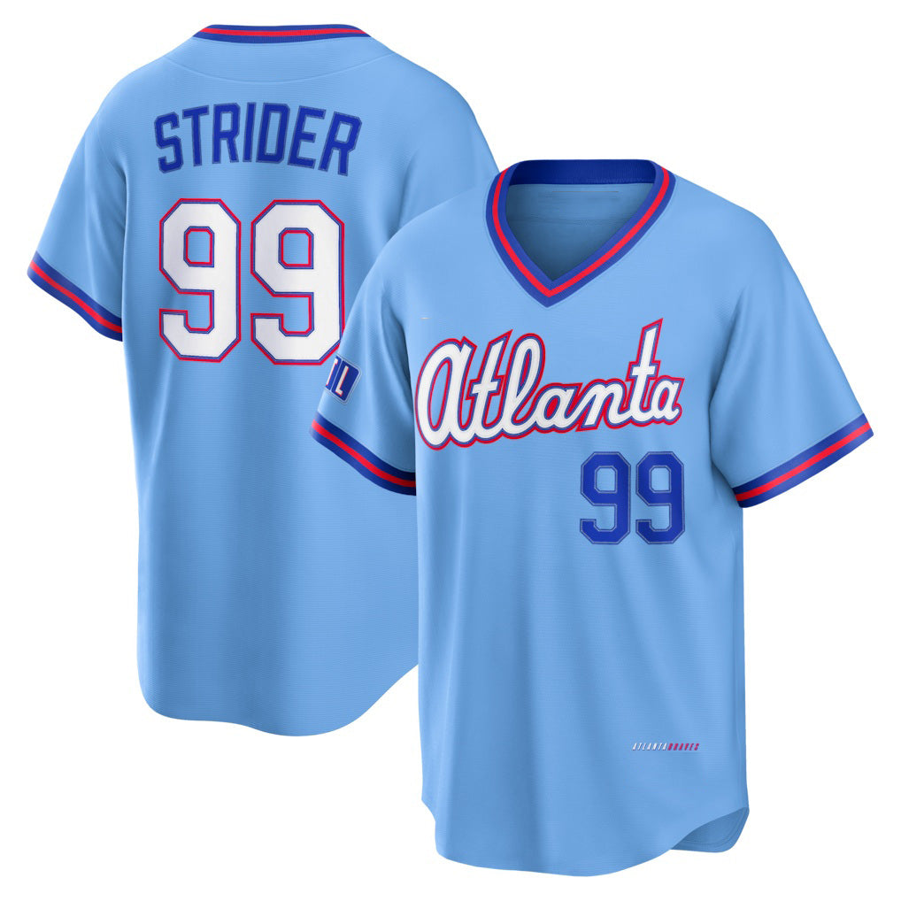 Atlanta Braves #99 Spencer Strider Powder Blue 2026 City Connect Stadium Stitched Baseball Jersey