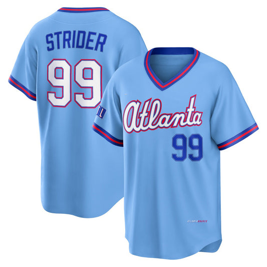 Atlanta Braves #99 Spencer Strider Powder Blue 2026 City Connect Stadium Stitched Baseball Jersey