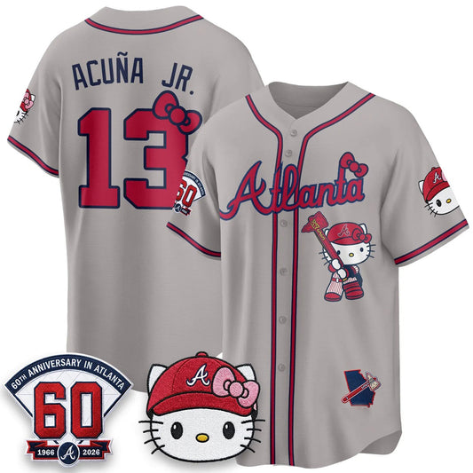 Atlanta Braves #13 Ronald Acu?a Jr. Gray Puhics Meow KT 2026 Vapor Limited All Stitched Jersey
