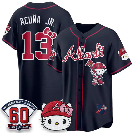 Atlanta Braves #13 Ronald Acu?a Jr. Navy Puhics Meow KT 2026 Vapor Limited All Stitched Jersey