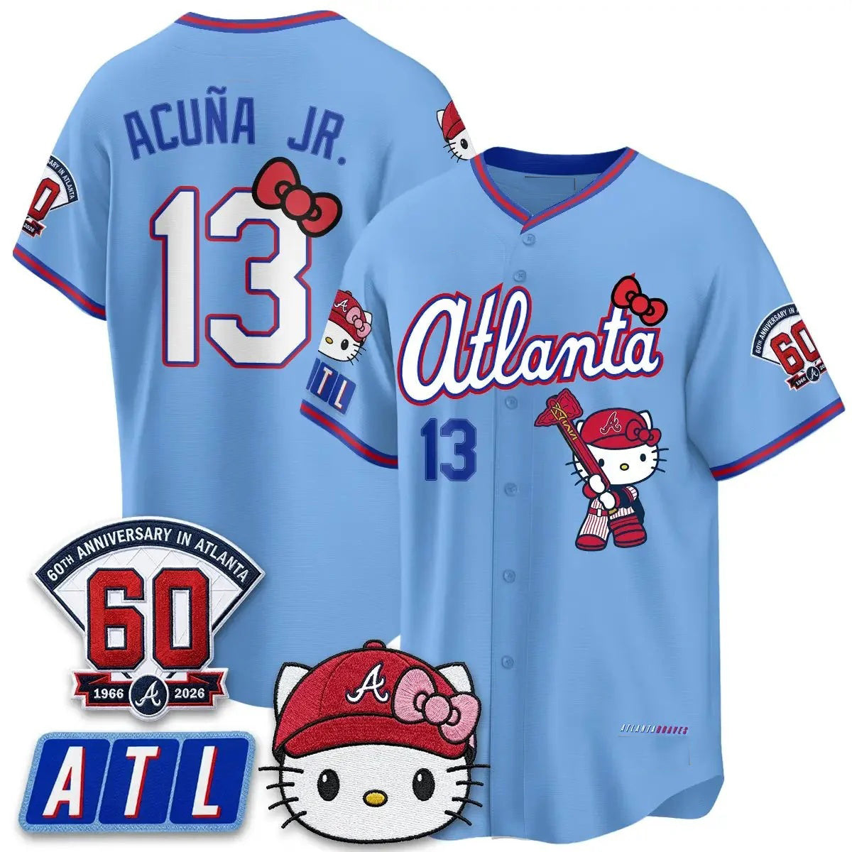 Atlanta Braves #13 Ronald Acu?a Jr. Powder Blue Puhics Meow KT 2026 Vapor Limited All Stitched Jersey