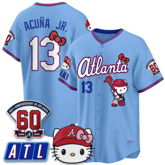 Atlanta Braves #13 Ronald Acu?a Jr. Powder Blue Puhics Meow KT 2026 Vapor Limited All Stitched Jersey
