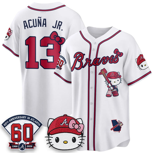 Atlanta Braves #13 Ronald Acu?a Jr. White Puhics Meow KT 2026 Vapor Limited All Stitched Jersey