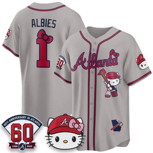 Atlanta Braves #1 Ozzie Albies Gray Puhics Meow KT 2026 Vapor Limited All Stitched Jersey