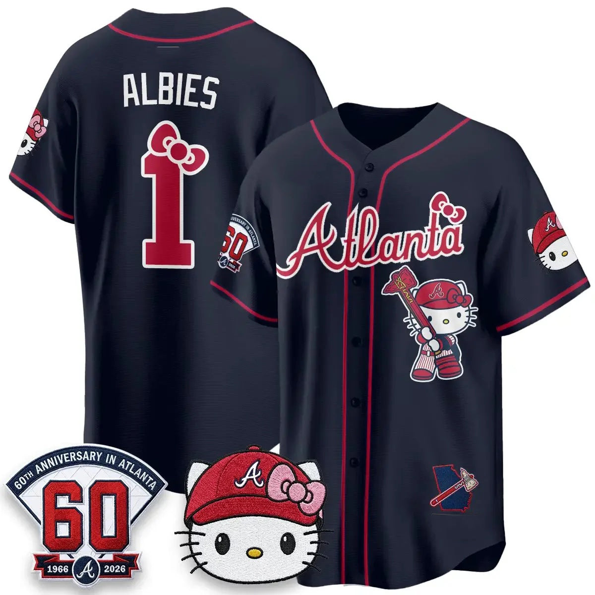 Atlanta Braves #1 Ozzie Albies Navy Meow Puhics KT 2026 Vapor Limited All Stitched Jersey