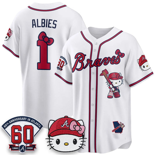 Atlanta Braves #1 Ozzie Albies White Puhics Meow KT 2026 Vapor Limited All Stitched Jersey