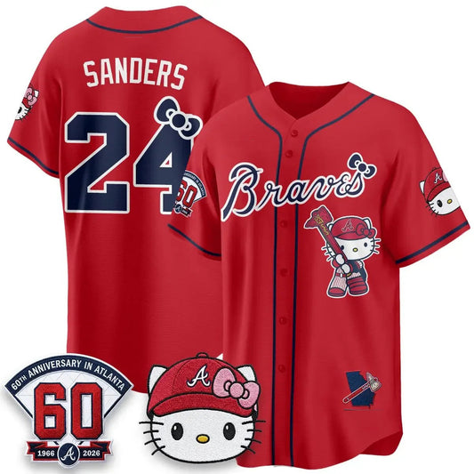Atlanta Braves #24 Deion Sanders Red Puhics Meow KT 2026 Vapor Limited All Stitched Jersey