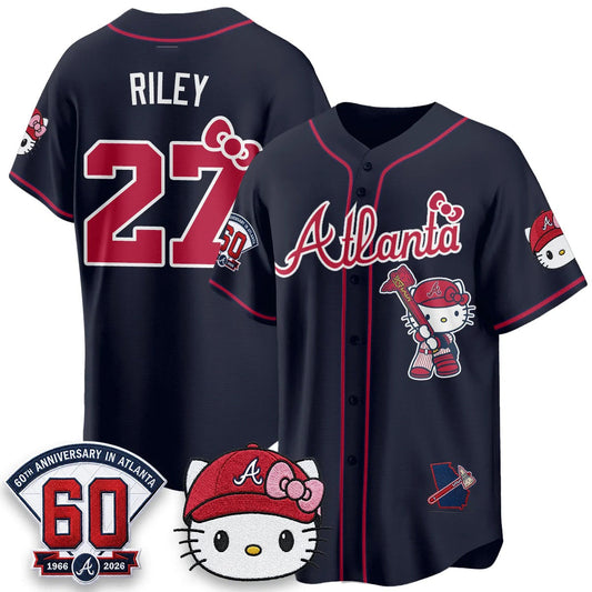 Atlanta Braves #27 Austin Riley Navy Puhics Meow KT 2026 Vapor Limited All Stitched Jersey