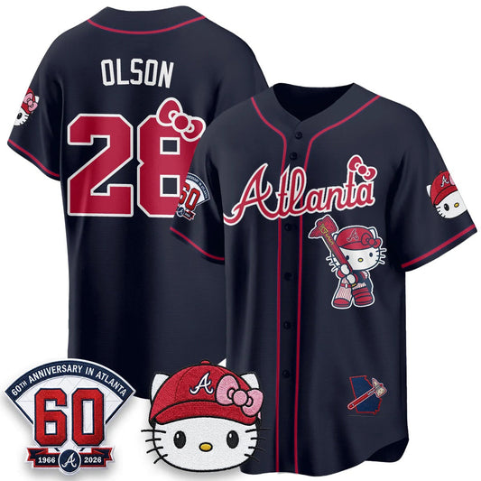 Atlanta Braves #28 Matt Olson Navy Puhics Meow KT 2026 Vapor Limited All Stitched Jersey