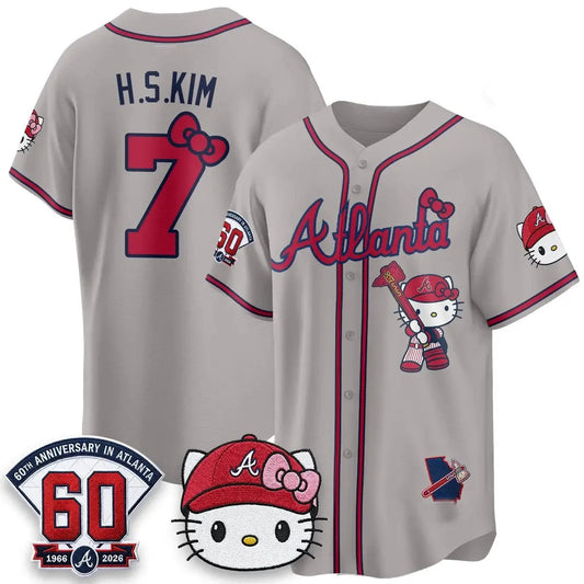 Atlanta Braves #7 Ha-Seong Kim Gray Puhics Meow KT 2026 Vapor Limited All Stitched Jersey