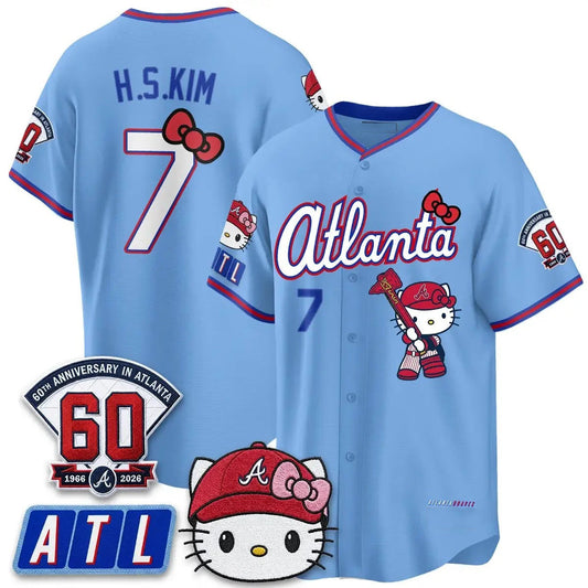 Atlanta Braves #7 Ha-Seong Kim Powder Blue Puhics Meow KT 2026 Vapor Limited All Stitched Jersey