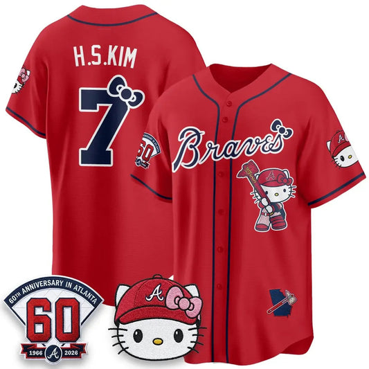 Atlanta Braves #7 Ha-Seong Kim Red Puhics Meow KT 2026 Vapor Limited All Stitched Jersey