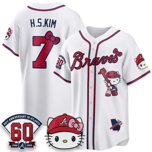 Atlanta Braves #7 Ha-Seong Kim White Puhics Meow KT 2026 Vapor Limited All Stitched Jersey