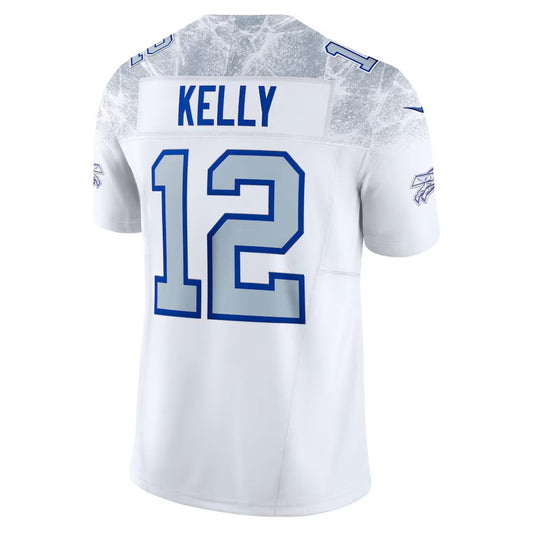 B.Bills #12 Jim Kelly 2025 Rivalries Collection Retired Player Limited Jersey - White Football Stitched American Jerseys