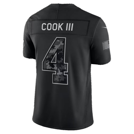 B.Bills #4 James Cook III Black 2026 Salute to Service Stitched Limited Football Jersey