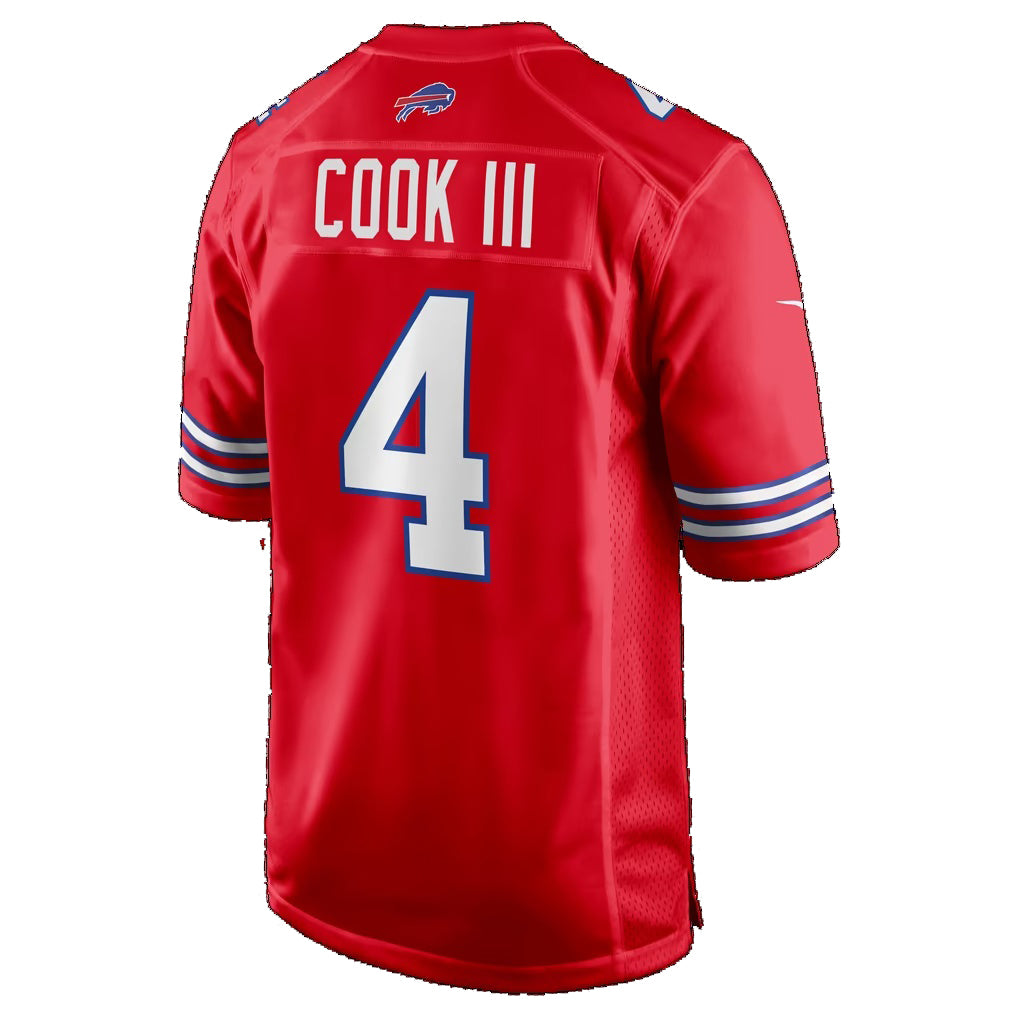 B.Bills #4 James Cook III Red Alternate Game Football Jersey