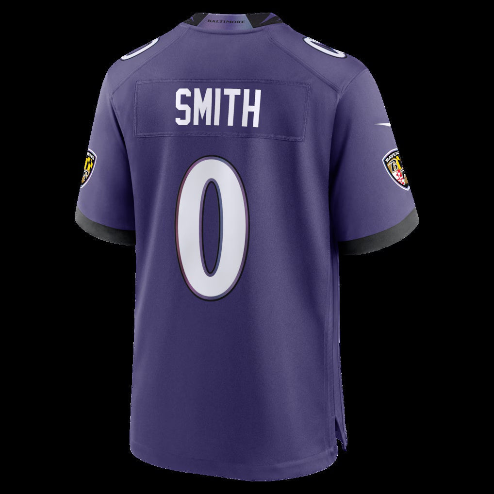 B.Ravens #0 Roquan Smith Purple Team Game Stitched Football American Jersey