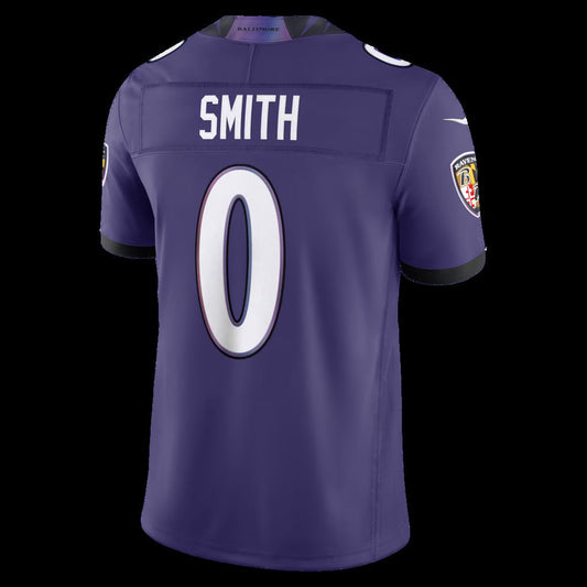 B.Ravens #0 Roquan Smith Purple Vapor F.U.S.E. Sewn Down Limited Stitched Football American Jersey