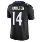 B.Ravens #14 Kyle Hamilton Black Alternate Vapor F.U.S.E. Stitched Limited Football Jersey