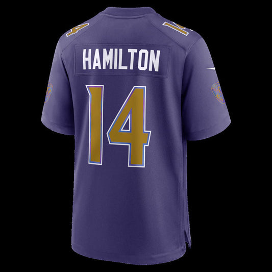 B.Ravens #14 Kyle Hamilton Purple Alternate Game Stitched Football American Jersey