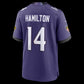B.Ravens #14 Kyle Hamilton Purple Team Game Stitched Football American Jersey