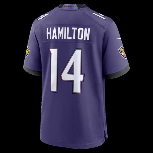 B.Ravens #14 Kyle Hamilton Purple Team Game Stitched Football American Jersey