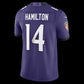 B.Ravens #14 Kyle Hamilton Purple Vapor F.U.S.E. Sewn Down Limited Stitched Football American Jersey