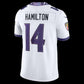 B.Ravens #14 Kyle Hamilton White Vapor F.U.S.E. Sewn Down Limited Stitched Football American Jersey