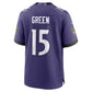 B.Ravens #15 Mike Green Purple Team Game Football Jersey