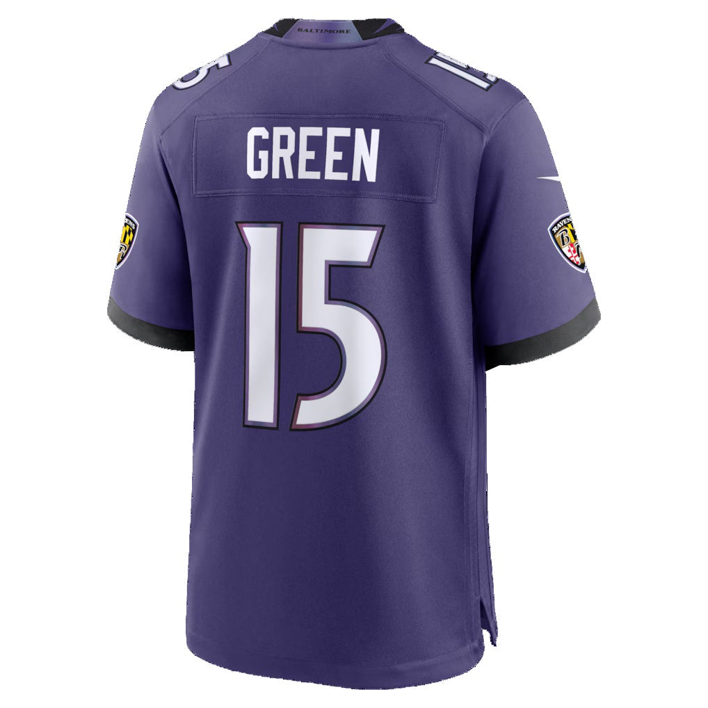 B.Ravens #15 Mike Green Purple Team Game Football Jersey