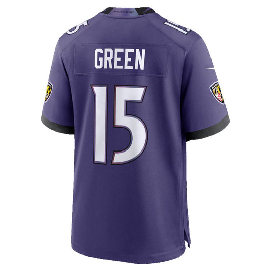 B.Ravens #15 Mike Green Purple Team Game Football Jersey