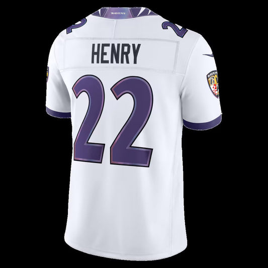 B.Ravens #22 Derrick Henry White Vapor F.U.S.E. Sewn Down Limited Stitched Football American Jersey