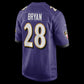 B.Ravens #28 Taven Bryan Purple Team Game Stitched American Football Jerseys