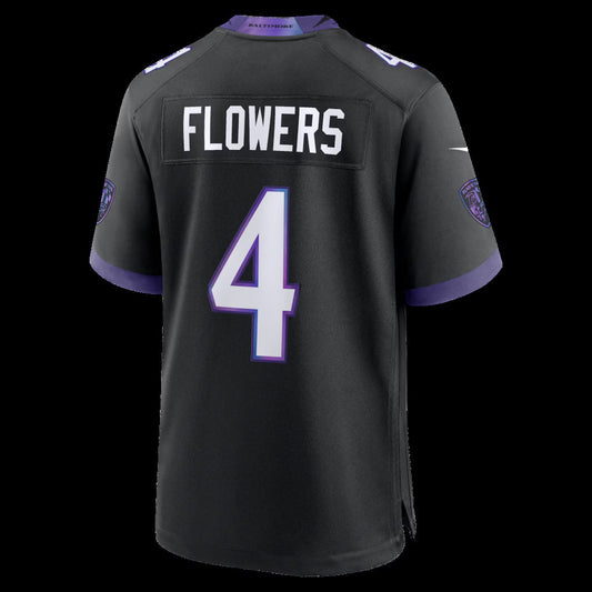 B.Ravens #4 Zay Flowers Black Alternate Game Stitched Football American Jersey