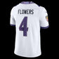 B.Ravens #4 Zay Flowers White Vapor F.U.S.E. Sewn Down Limited Stitched Football American Jersey