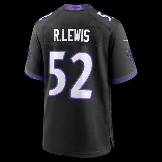 B.Ravens #52 Ray Lewis Black Alternate Retired Player Game Stitched Football American Jersey