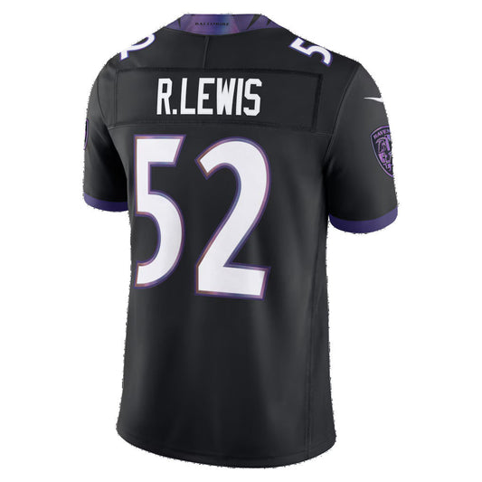 B.Ravens #52 Ray Lewis Black Alternate Vapor F.U.S.E. Stitched Retired Player Limited Football Jersey