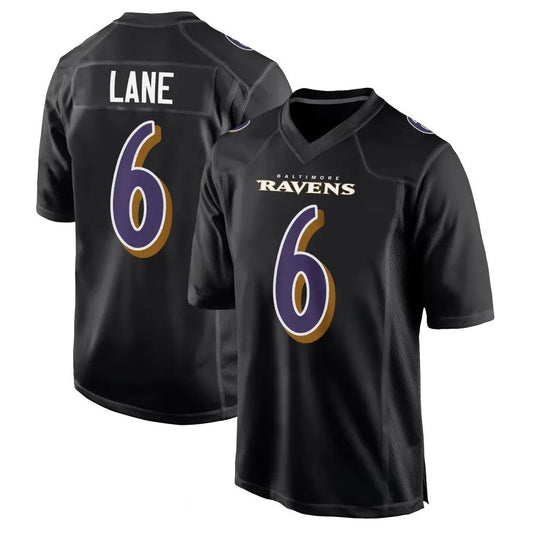 B.Ravens ＃6 Ja'Kobi Lane Black Game Carbon Stitched American Football Jerseys