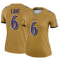 B.Ravens ＃6 Ja'Kobi Lane Gold Legend Inverted Stitched American Football Jerseys