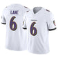 B.Ravens #6 Ja'Kobi Lane White Vapor Limited F.U.S.E. Stitched American Football Jerseys