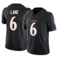 B.Ravens ＃6 Men's Ja'Kobi Lane Black Vapor F.U.S.E. Limited American Football Jerseys