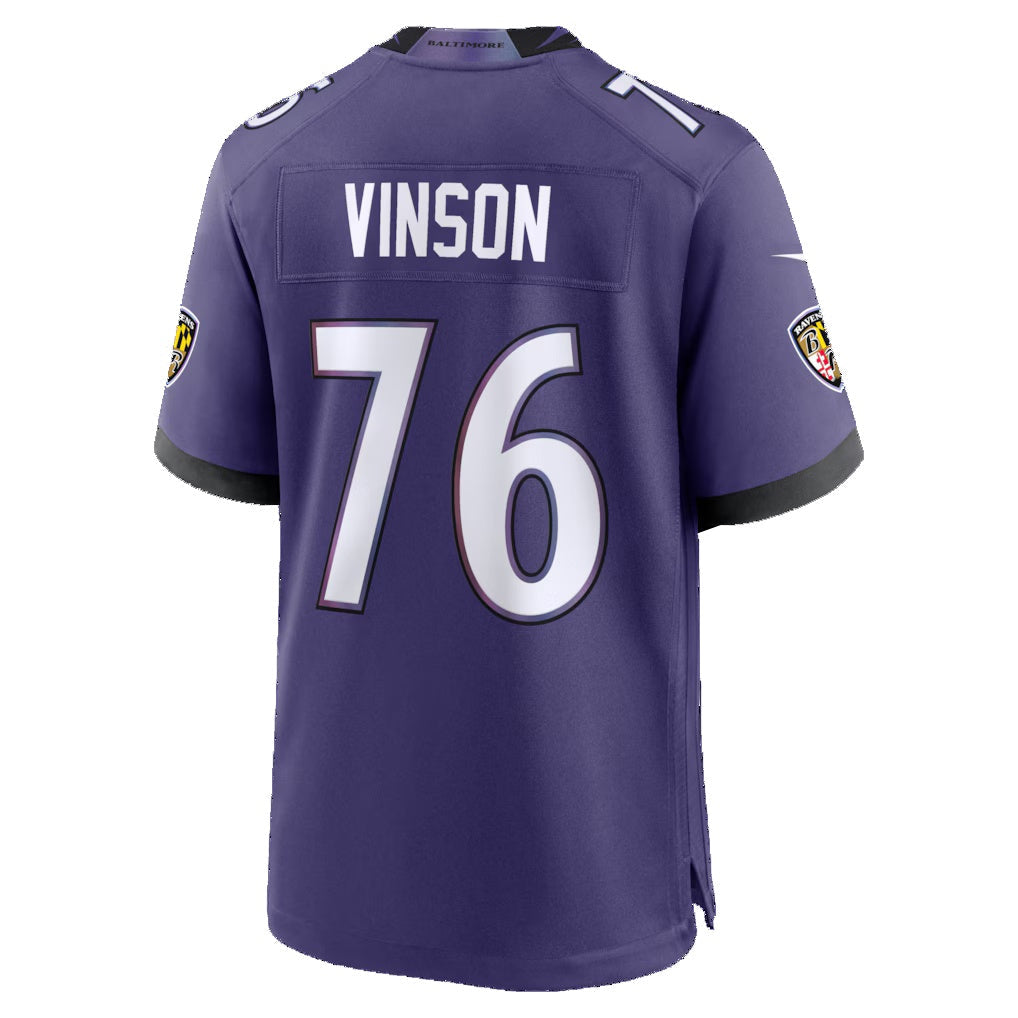 B.Ravens #76 Carson Vinson Purple Team Game Football Jersey