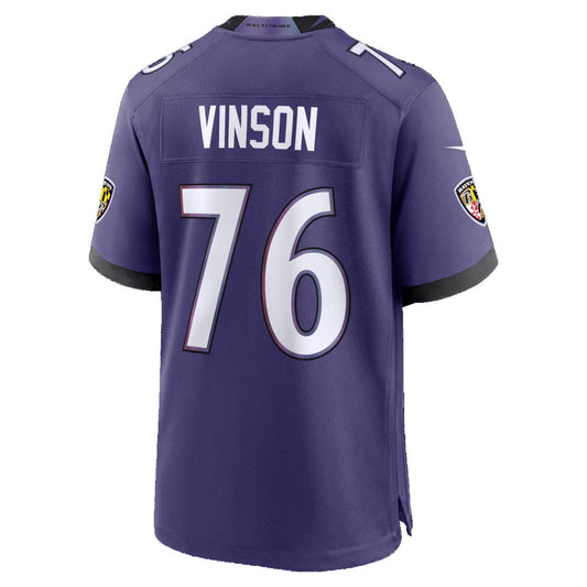 B.Ravens #76 Carson Vinson Purple Team Game Football Jersey