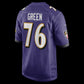 B.Ravens #76 Kenyon Green Purple Team Game Stitched American Football Jerseys