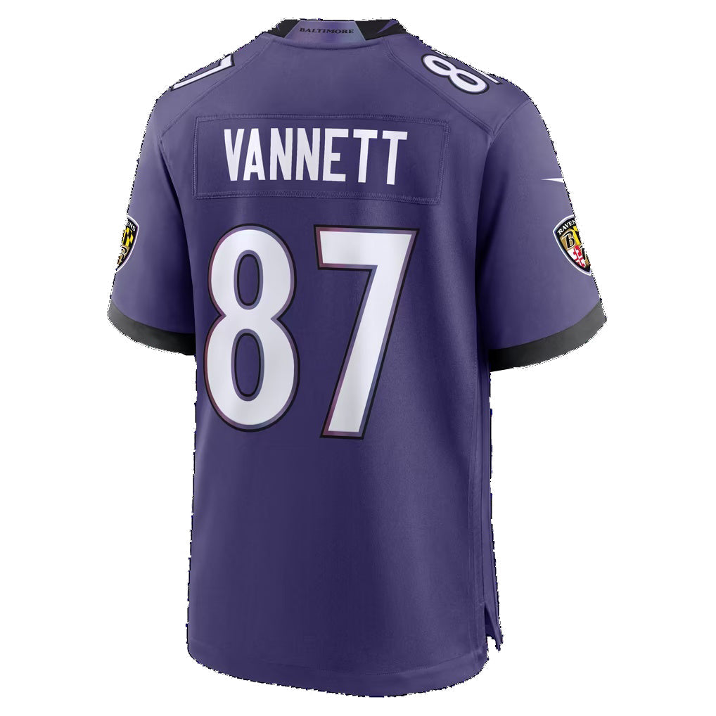 B.Ravens #87 Nick Vannett Purple Puhics Game Player Jersey