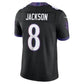 B.Ravens #8 Lamar Jackson Black Alternate Alternate Vapor F.U.S.E. Stitched Limited Football Jersey