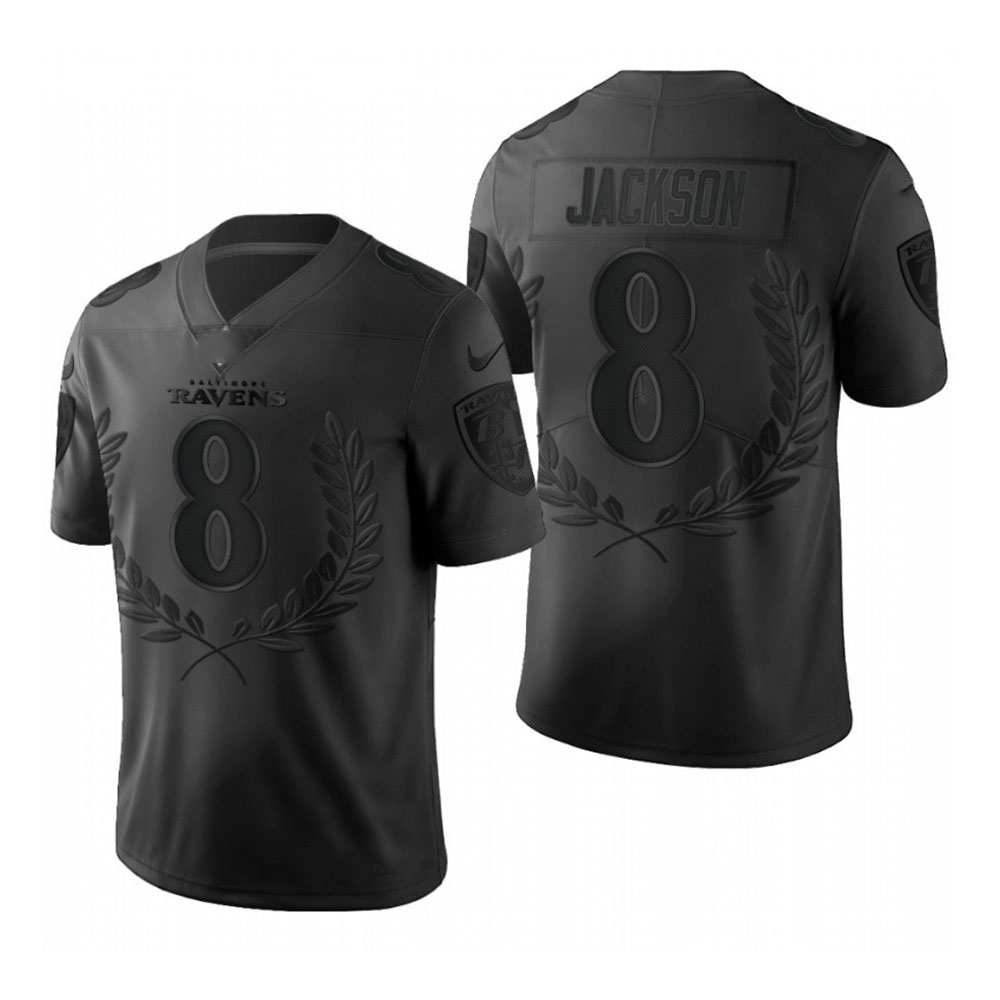 B.Ravens #8 Lamar Jackson Black Stitched Limited Football Jersey