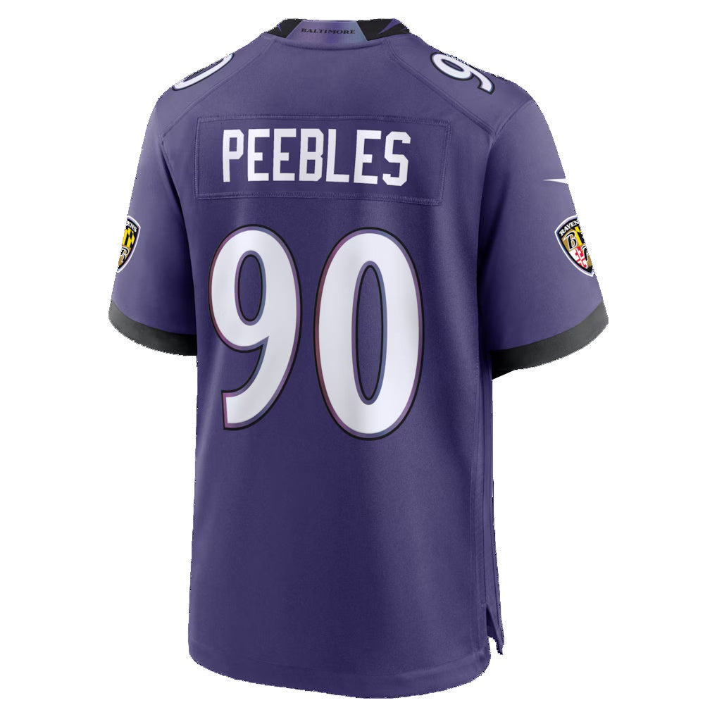 B.Ravens #90 Aeneas Peebles Purple Team Game Football Jersey