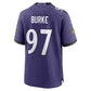 B.Ravens #97 Ethan Burke Purple Team Game Football Jersey