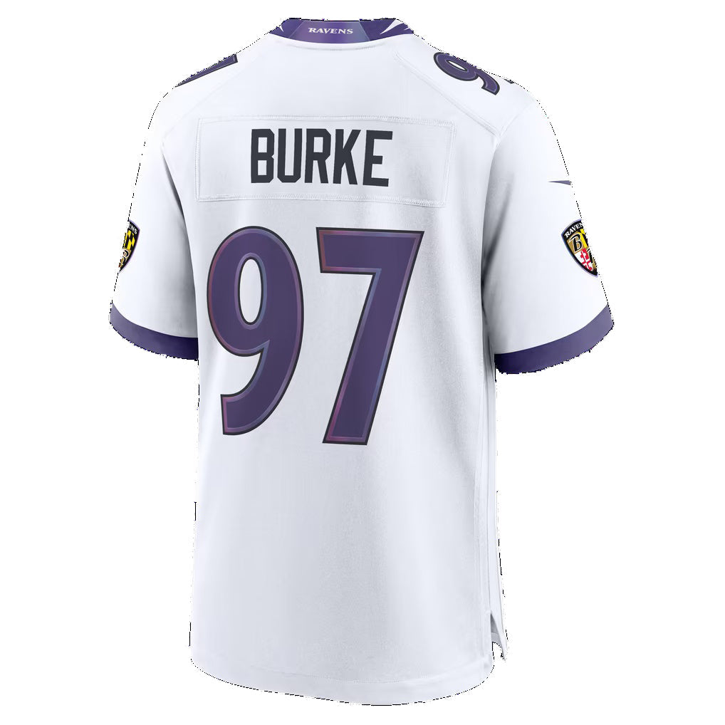 B.Ravens #97 Ethan Burke White Puhics Game Jersey